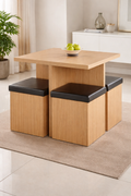Compact Dining Table with Storage Stools