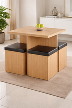 Compact Dining Table with Storage Stools