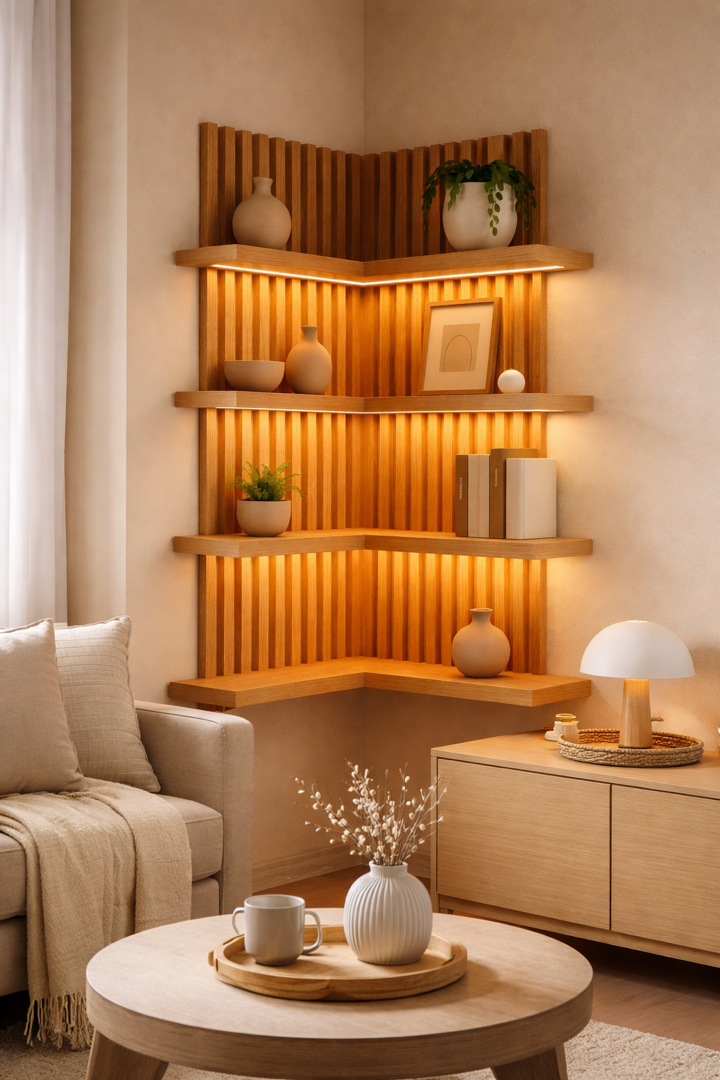 LED Corner Slat Shelf