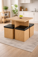 Compact Dining Table with Storage Stools